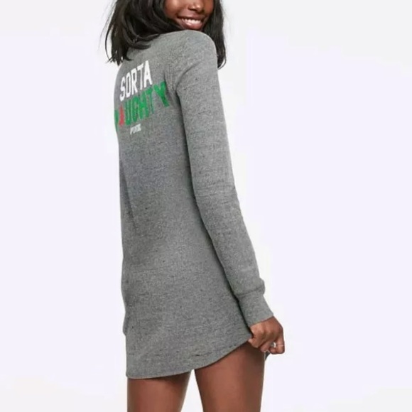 VS PINK Christmas Henley Thermal Sleepshirt Dress - Picture 3 of 8